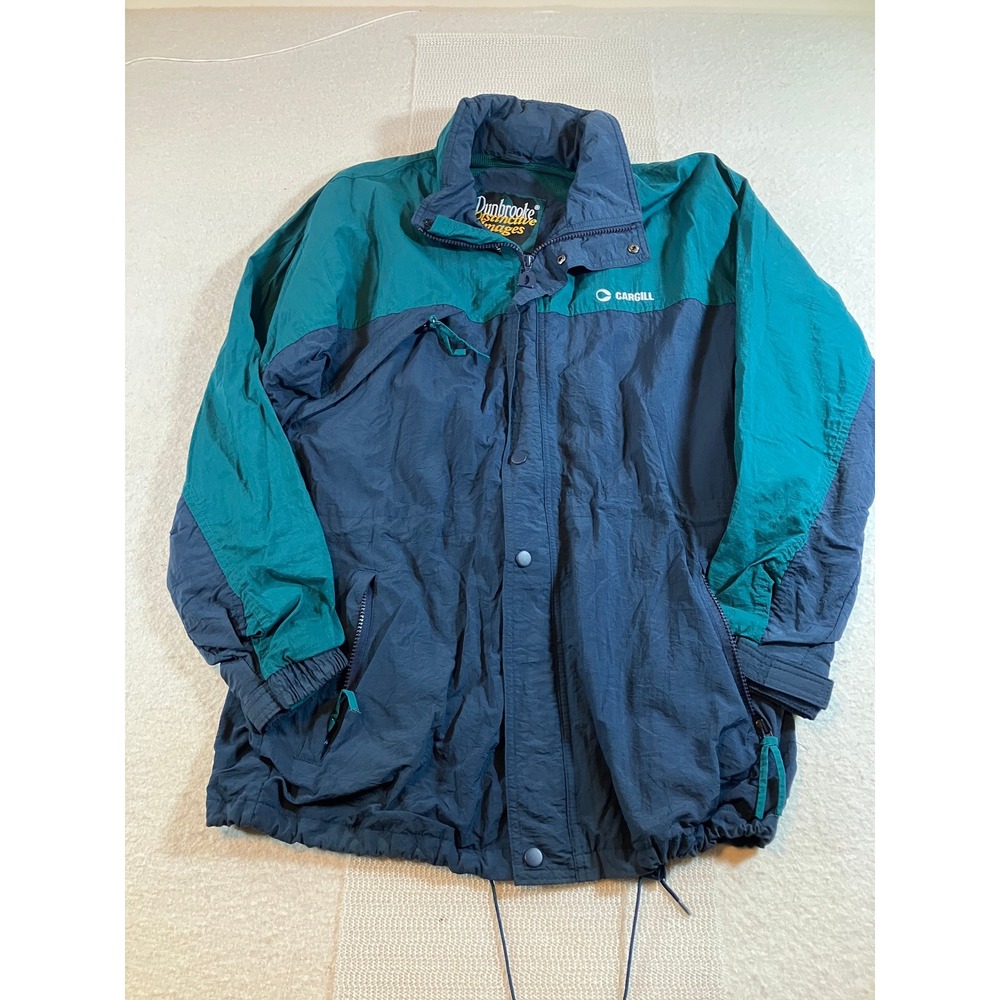 Dunbrooke Vintage Windbreaker Jacket Small Teal Navy Blue Full Zip Cargill Logo